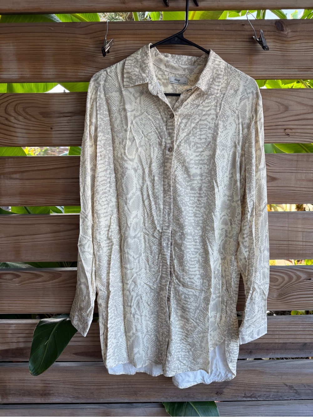 Maaji Cream Snake-Print Lightweight Shirt Jacket
